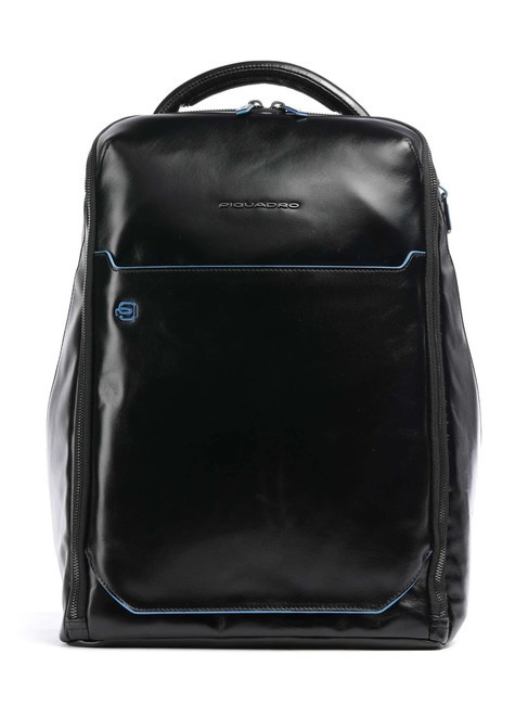 PIQUADRO BLUE SQUARE Rucsac din piele, suport laptop 14". negru - Rucsacuri pentru laptop