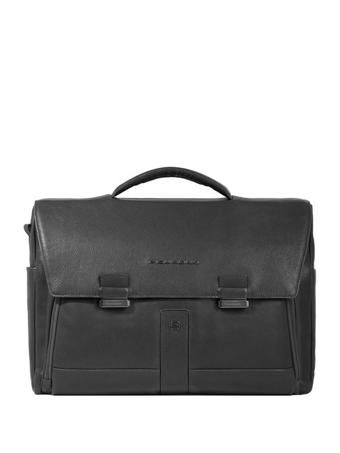 PIQUADRO CARL Servieta din piele, suport laptop de 15,6". negru - Serviete birou