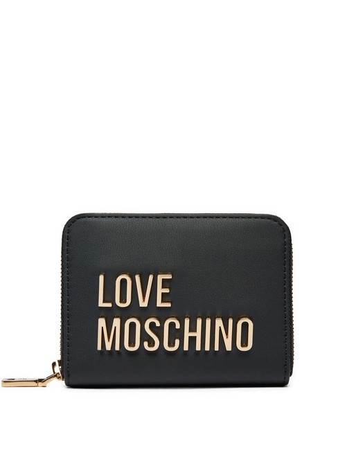LOVE MOSCHINO METALLIC LOGO Portofel mediu cu fermoar negru - Portofele femei