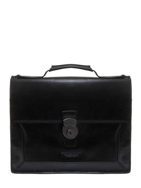 THE BRIDGE NERI  Servieta din piele ruteniu mat negru / întunecat - Serviete birou