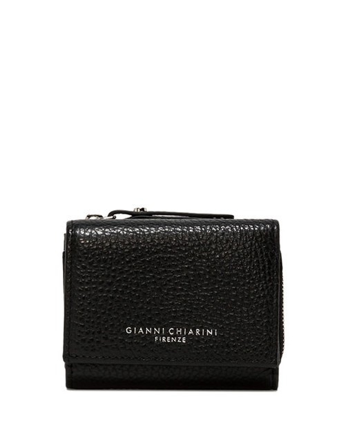 GIANNI CHIARINI WALLETS GRAIN Portofel mic din piele pietrișată negru - Portofele femei