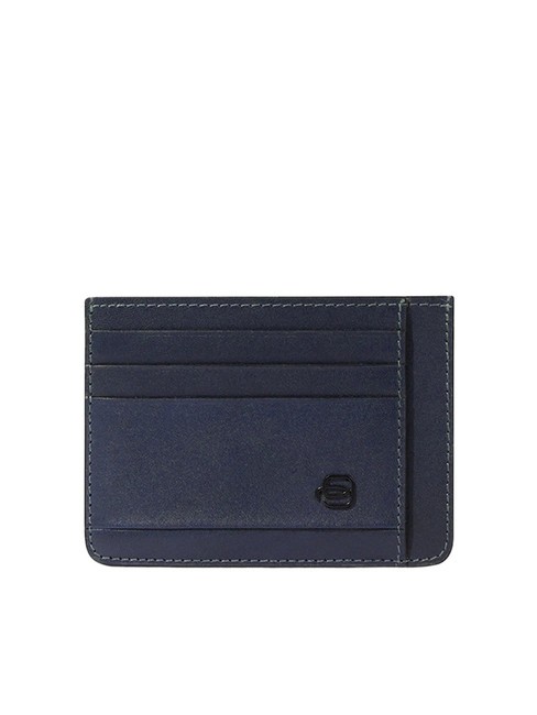 PIQUADRO DAVID Suport plat pentru card de credit din piele albastru - Portofele bărbați
