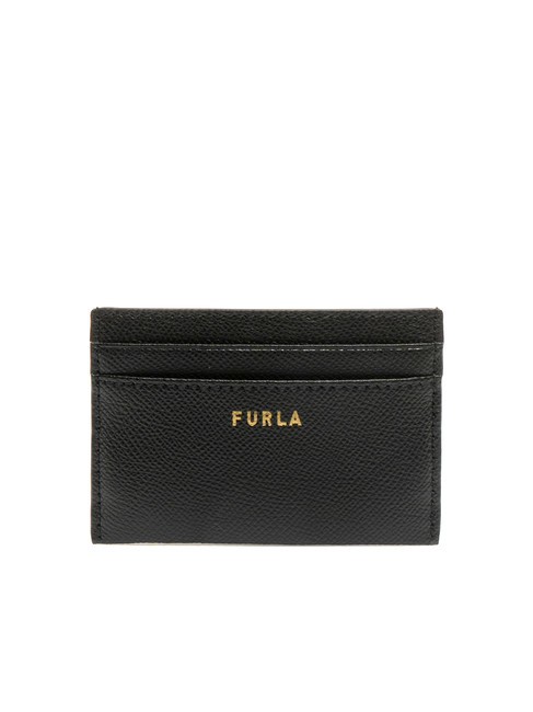 FURLA GARDENIA Suport card din piele cu imprimeu Andromeda negru - Portofele femei