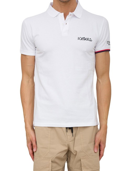 ICEBERG NEW BASIC LOGO Tricou polo din bumbac stretch alb - maiou Polo