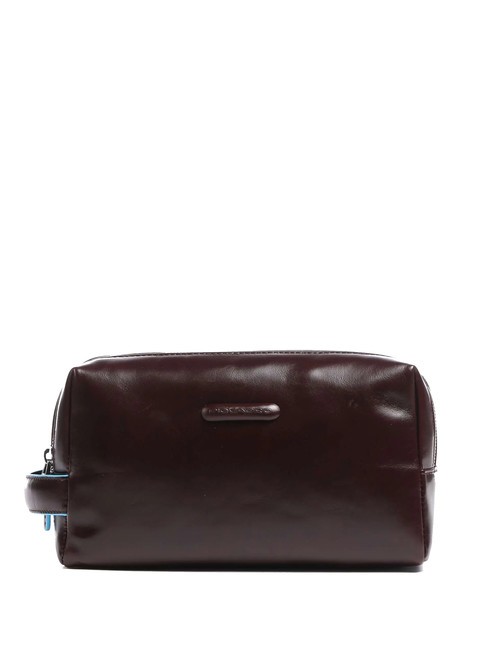 PIQUADRO BLUE SQUARE  Husa de frumusete din piele MAHOGANY - Truse de toaletă