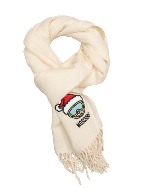 MOSCHINO TEDDY CHRISTMAS Eșarfă de lână alb - Eșarfe