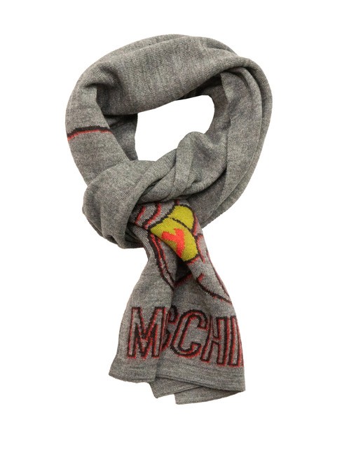 MOSCHINO TEDDY TOY Eșarfă din amestec de lână gri deschis - Eșarfe