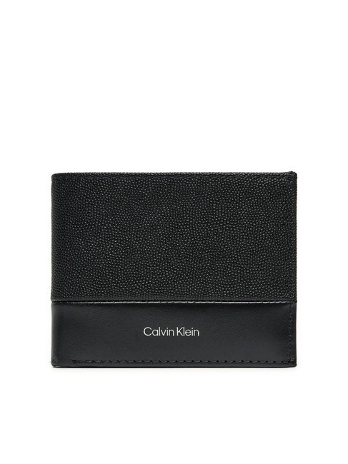 CALVIN KLEIN CK MUST Portofel din piele, portmoneu boabe de caviar negru/neted - Portofele bărbați