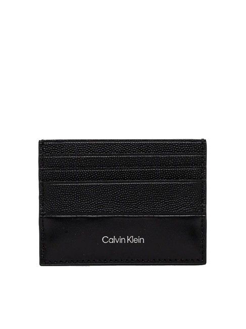 CALVIN KLEIN CK MUST Suport card din piele de 6 cc boabe de caviar negru/neted - Portofele bărbați