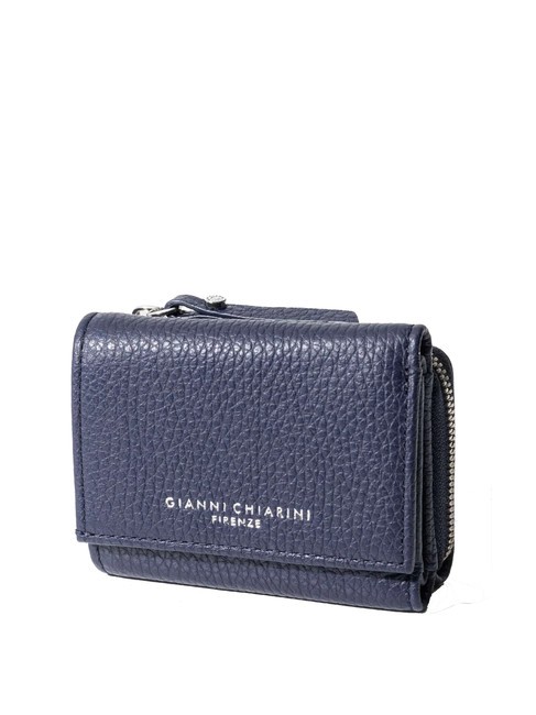 GIANNI CHIARINI WALLETS GRAIN Portofel mic din piele pietrișată BLUE - Portofele femei