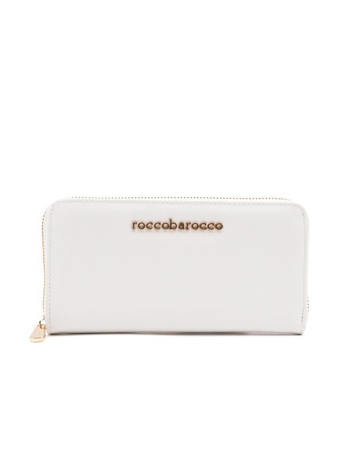 ROCCOBAROCCO LOGO METALLICO Fermoar mare în jurul portofelului aproape alb - Portofele femei