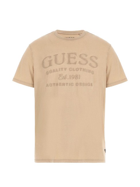 GUESS EMBROIDERY  Tricou din bumbac noroi deșert multi - tricou