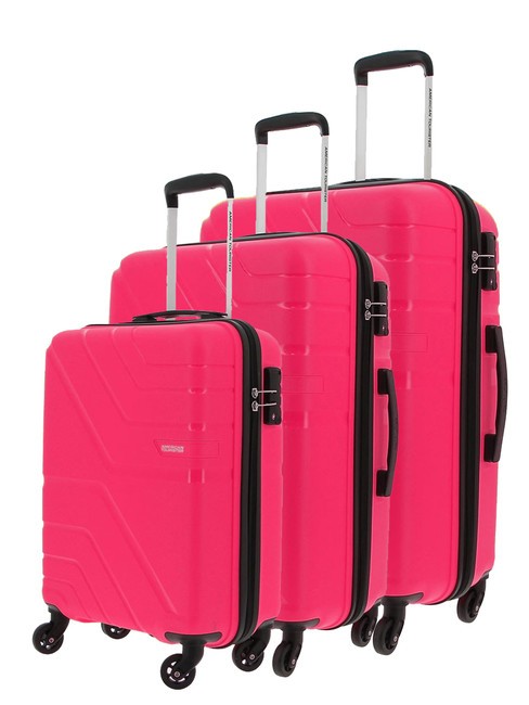 AMERICAN TOURISTER UPLAND Set 3 carucioare: cabina, mediu, mare roz - Set trolere