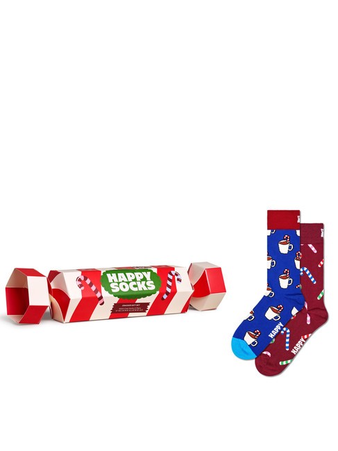 HAPPY SOCKS HOLIDAY STRIPED CRACKER Set cadou de 2 perechi de șosete roșu închis - Șosete pentru bărbați