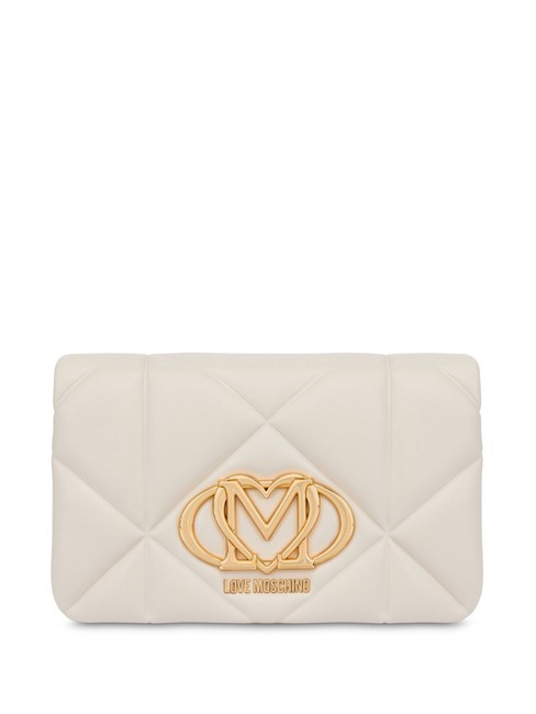 LOVE MOSCHINO GEOMETRIC Poșetă cu curea de umăr din lanț fildeş - Genți femei