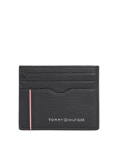 TOMMY HILFIGER TH CORP Suport plat pentru card din piele negru - Portofele bărbați