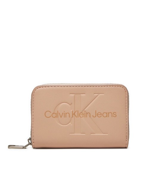 CALVIN KLEIN SCULPTED Fermoar în jurul portofelului praf de trandafir - Portofele femei