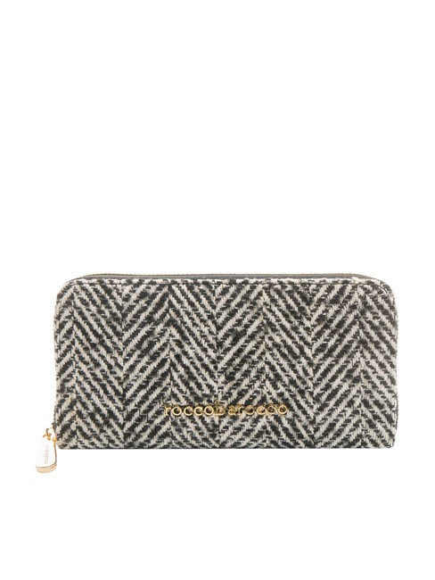 ROCCOBAROCCO ADELE Fermoar mare în jurul portofelului lână neagră - Portofele femei