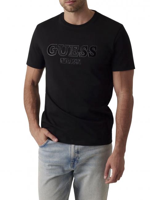 GUESS SS CN SPRAYED FLOCK LOGO  Tricou din bumbac jetbla - tricou