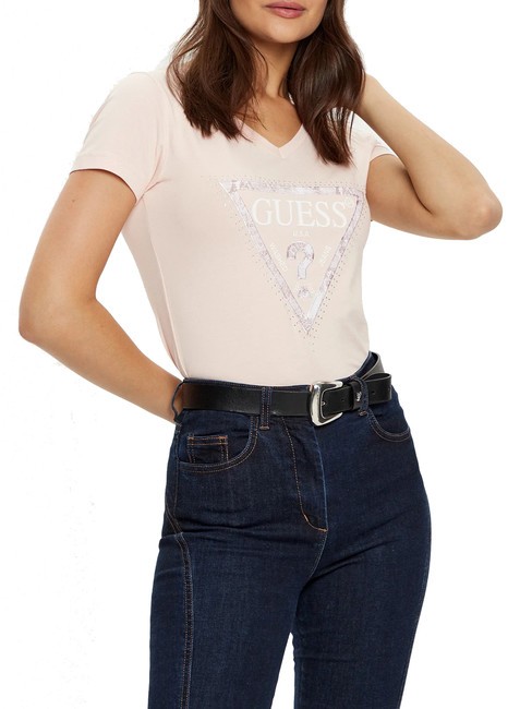 GUESS SS VN PYTHON TRIANGLE Tricou cu maneca scurta roz moale - tricou