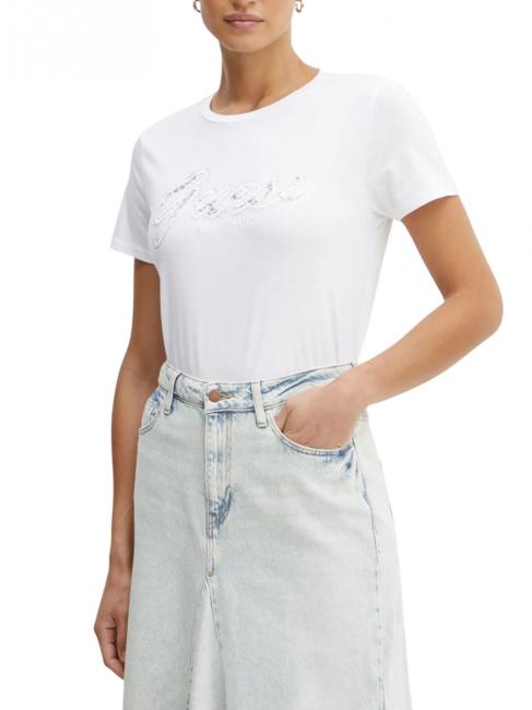 GUESS SS SCRIPT LACE LOGO EASY  Tricou din bumbac alb purpuriu - tricou