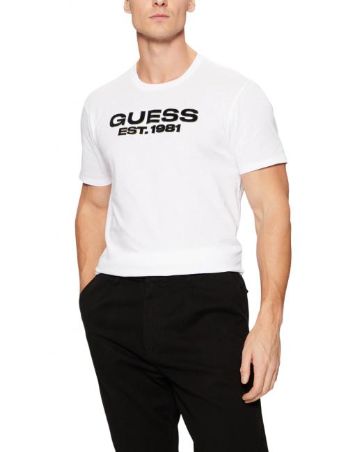 GUESS SS BSC VELVET LOGO  Tricou din bumbac alb purpuriu - tricou