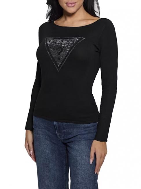 GUESS LS TRIANGLE  Tricou cu logo jetbla - Pulovere pentru femei