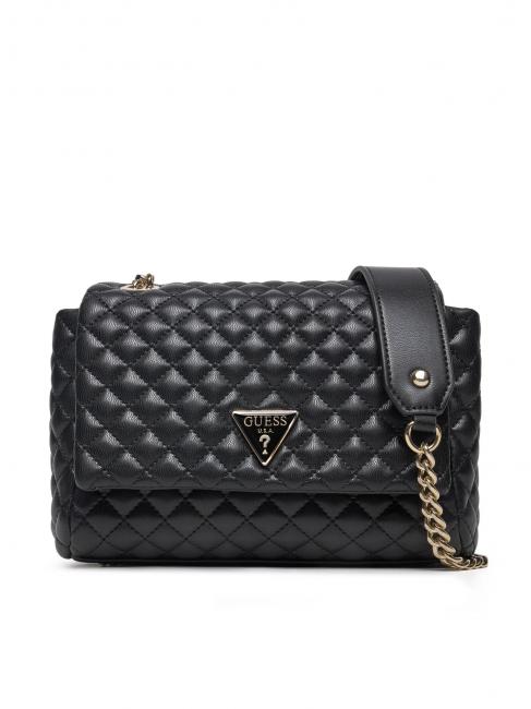 GUESS ECO RIANEE Geanta convertibila matlasata BLACK - Genți femei