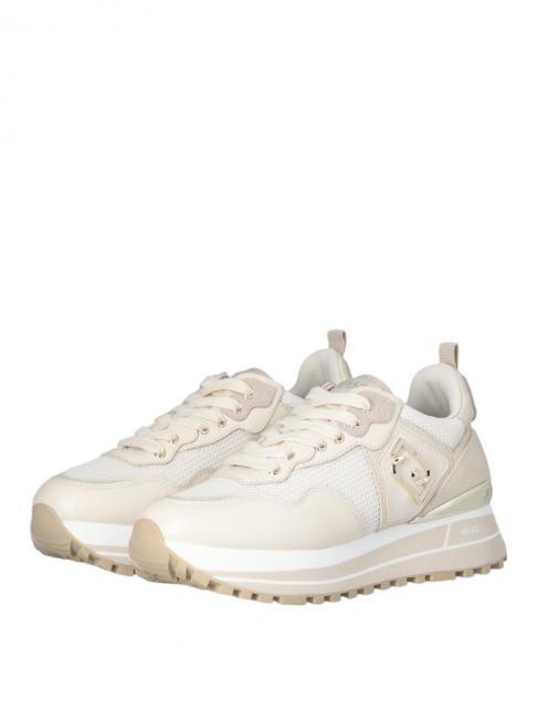 LIUJO MAXI WONDER 01 Adidași cu platformă din piele și plasă fildeş - Pantofi femei