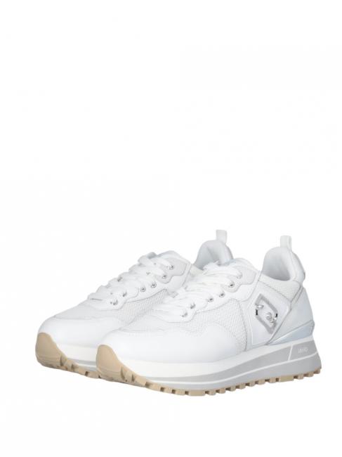 LIUJO MAXI WONDER 01 Adidași cu platformă din piele și plasă alb - Pantofi femei