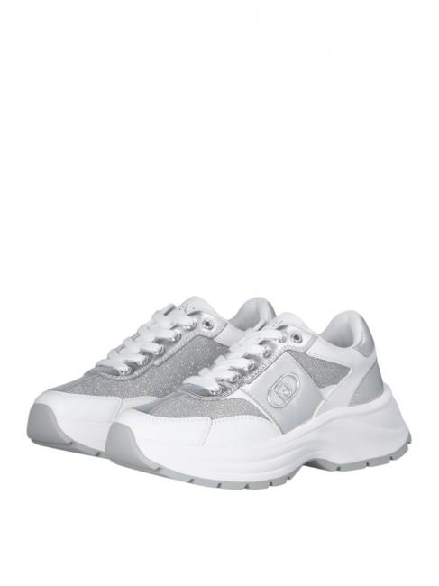 LIUJO EVA 02 Adidași din piele și lurex alb/argintiu - Pantofi femei