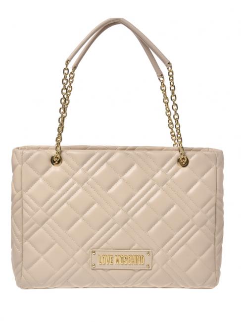 LOVE MOSCHINO QUILTED Geantă de cumpărături cu mânere cu lanț fildeş - Genți femei