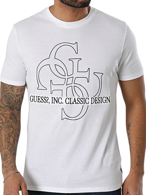 GUESS SS BSC CLASSIC QUATTRO Tricou din bumbac alb purpuriu - tricou