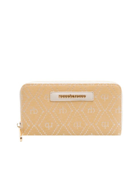 ROCCOBAROCCO FRIDA Portofel mare jacquard aproape alb - Portofele femei