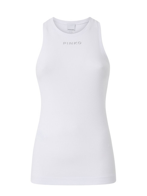 PINKO DISTINTO Top cu nervuri alb strălucitor - tricou