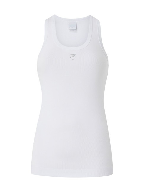 PINKO CALCOLATORE Top cu nervuri alb strălucitor - tricou