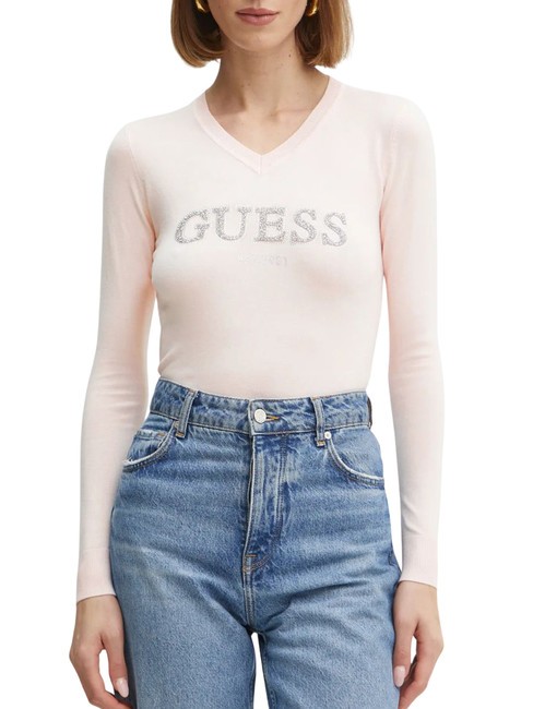 GUESS HOLLY LOGO  Pulover roz cu cheie redusă - Pulovere pentru femei