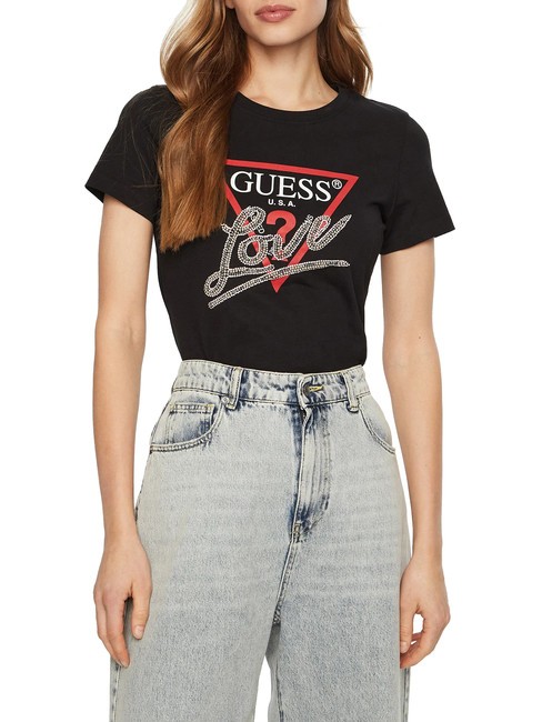 GUESS SS CN TRIANGLE LOVE Tricou din bumbac jetbla - tricou