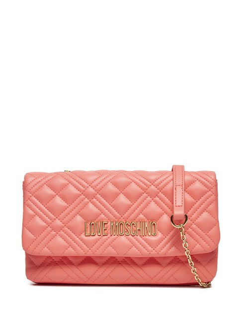 LOVE MOSCHINO QUILTED Geantă de umăr mică coral - Genți femei