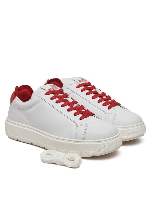LOVE MOSCHINO BOLD 40 Tenisi din piele alb roșu - Pantofi femei