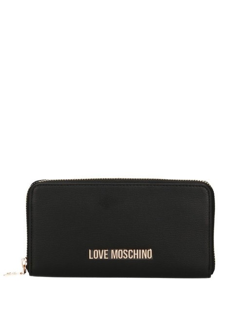 LOVE MOSCHINO LETTERING Fermoar în jurul portofelului negru - Portofele femei
