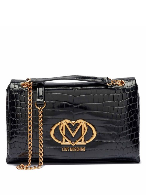 LOVE MOSCHINO CROCO Convertible Geantă de umăr/încrucișată crocus negru - Genți femei