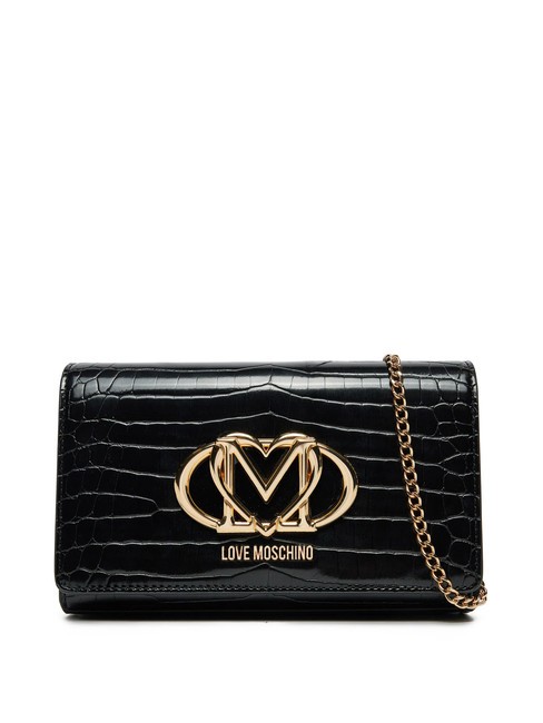 LOVE MOSCHINO CROCO Geantă de umăr crocus negru - Genți femei