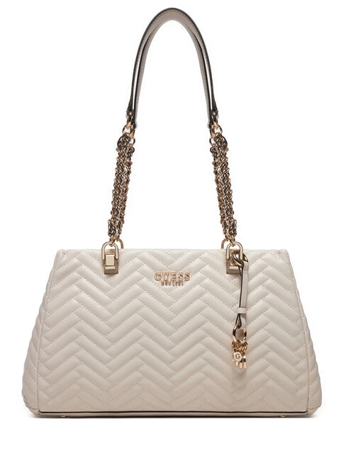 GUESS ANNING Geantă matlasată cu mânere cu lanț STONE - Genți femei