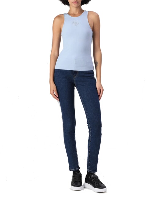 GUESS ROUND GUENDALINA Top cu logo-ul frontal albastru nimbus - tricou