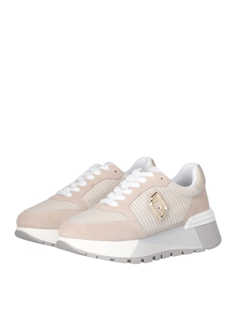 LIUJO AMAZING 25 Tenisi din piele intoarsa si plasa nisip/aur deschis - Pantofi femei