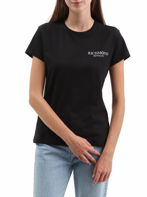 JOHN RICHMOND REUCA Tricou din bumbac stretch negru/argintiu închis - tricou