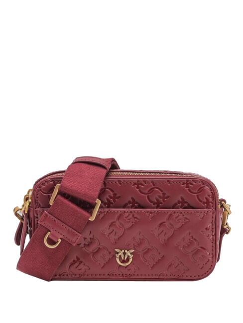 PINKO EMBOSSED LOGO Geanta de umar pentru camera bordeaux merlot-aur antic - Genți femei