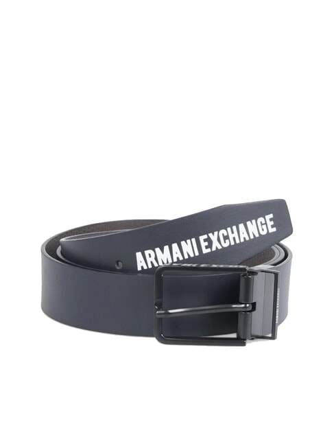 ARMANI EXCHANGE A|X DOUBLE Curea din piele cu imprimeu cu logo bleumarin/maro închis - Curele