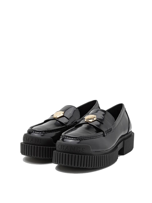ARMANI EXCHANGE A|X Mocasini din piele strălucitoare Negru / negru - Pantofi femei
